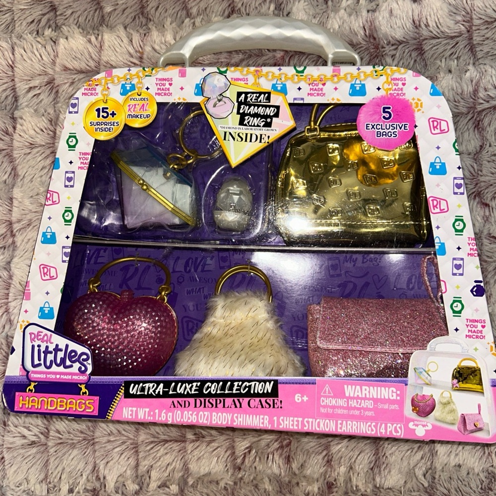 Shopkins Real Littles Ultra-Luxe Handbags - Gold, Purple, Pink